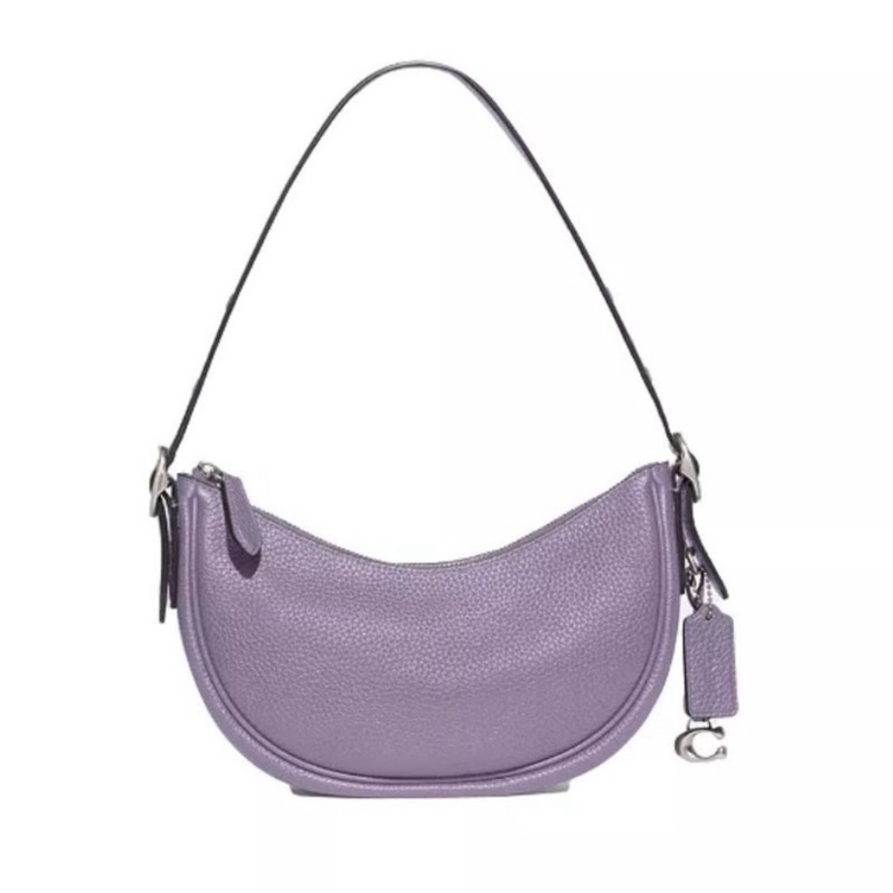 Coach Luna Pebbled Leather Bag in Purple with Silver Hardware